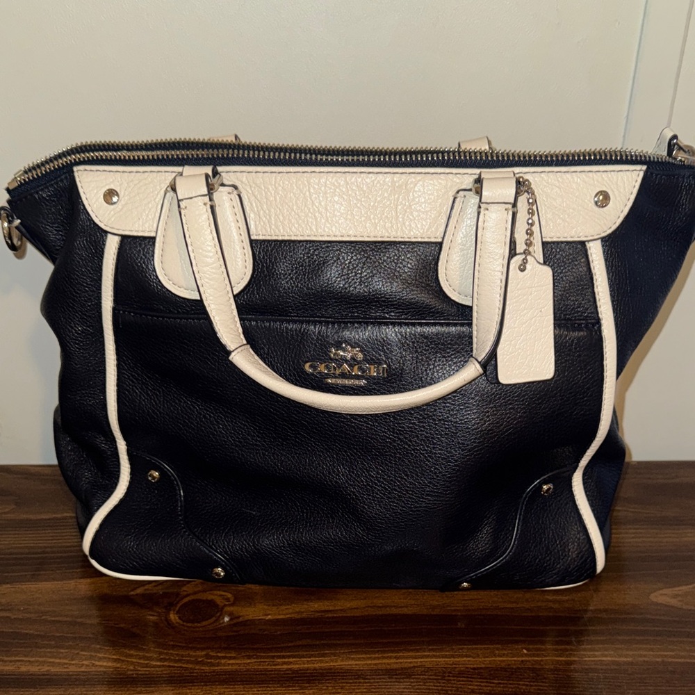 Coach Two-Tone Black and Cream Tote